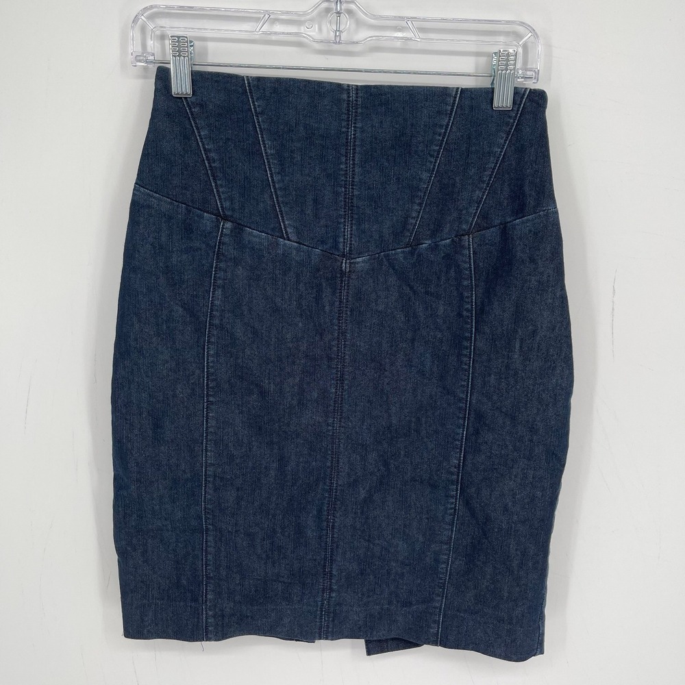 Express Women's Y2K Blue Seamed Stretch High Waisted Denim Pencil Skirt Size 6